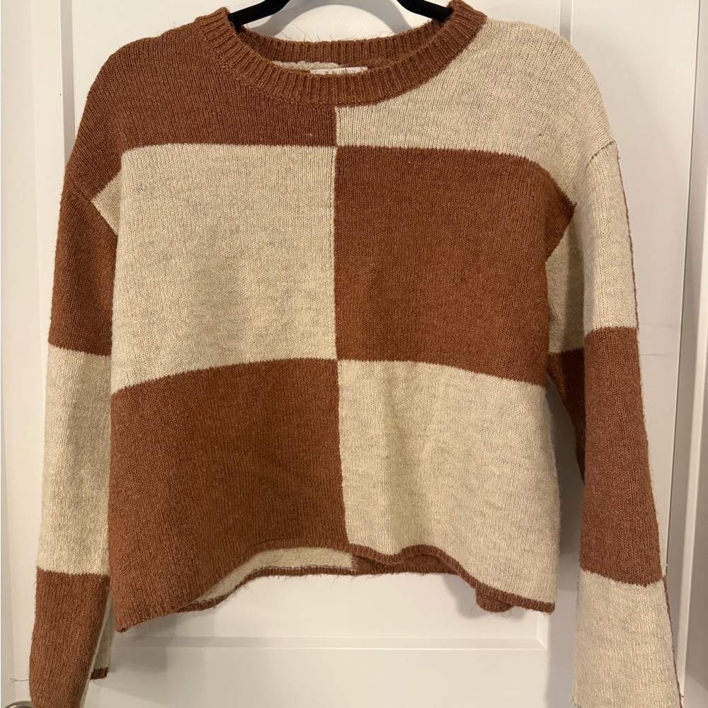 Z Supply Two-Tone Block Sweater - Brown and Cream